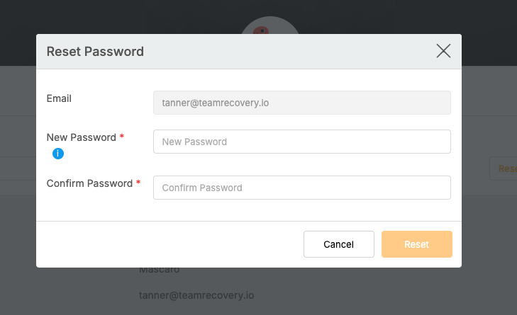 How to change a user's password from the control panel.